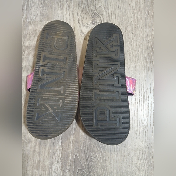 Pink Slide Sandals with Holographic Straps Size 8.5 - Picture 5 of 5
